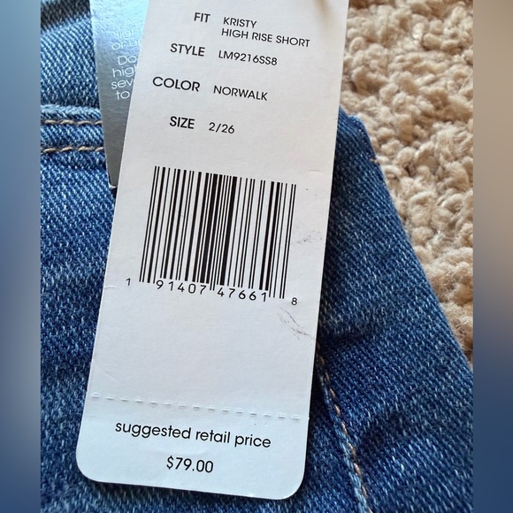 Liverpool Kristy Blue Denim High Rise Shorts size 2/26 - Picture 3 of 6